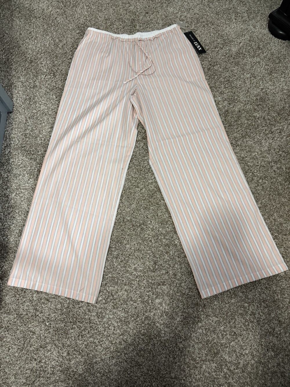 Luxx Pajama Pants Womens XL Wide Leg Side Pockets Tie Waist Sleepwear